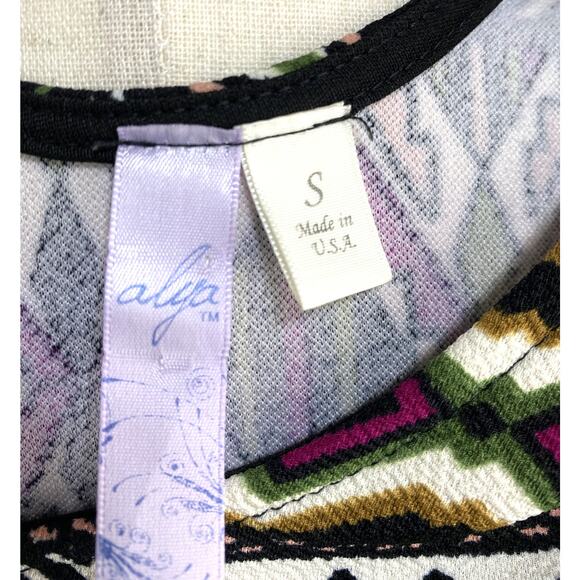 Alya Mixed Geometric Print Fit & Flare Dress Size S - Picture 3 of 5